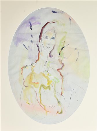 Ernesto Treccani RITRATTO olio su tela ovale, cm 70x48 firma