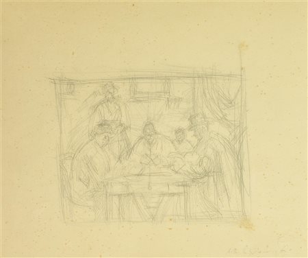 Da Alberto Giacometti SCENA D'INTERNO stampa litografica, cm 31,5x37 firma in...