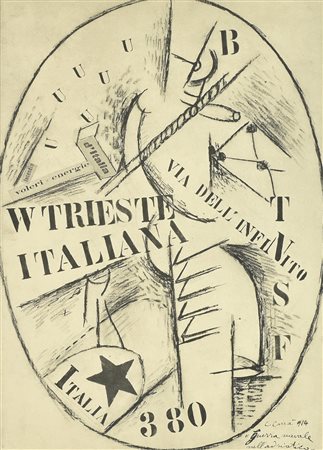 Carlo Carra' GUERRA SULL'ADRIATICO fotolitografia su carta Fabriano, cm...