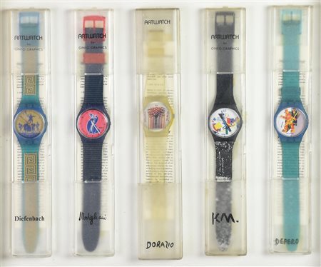 AA.VV. ARTWATCH lotto di 5 orologi swatch ispirati agli autori: -Dorazio...