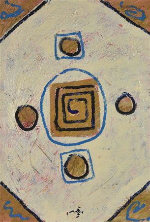 Pino Mazza COMPOSIZIONE olio su tela, cm 60x40 firma sul retro: firma L'opera...