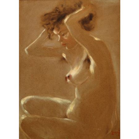 Lorenzo Albino (Tropea 1922-2005)  - Nudo di giovane donna di profilo