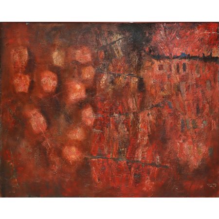 Giuseppe  Banchieri (Milano  1927-Ronchi di Massa 1944)  - Lische di pesce e paesaggio. , 1957