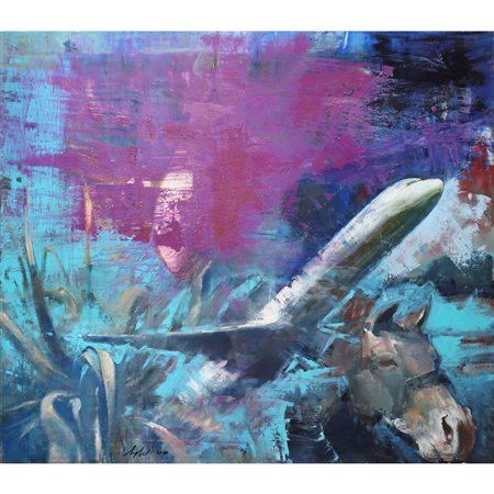 Corrado  Valentino  Corravale (Ragusa 04/02/1968)  - Plane over agavi, 2020