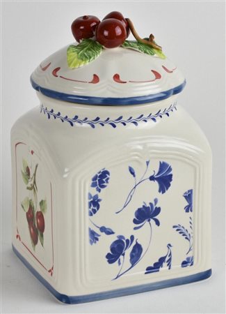 CONTENITORE IN CERAMICA VILLEROY & BOCH con decorazioni a ciliegie e...