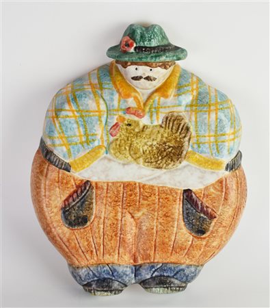 SOTTOPENTOLA in ceramica a foggia di contadino, cm 22x17x2 Made in Italy...