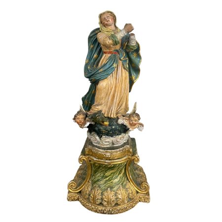 Scultura in terracotta, periodo XIX secolo raffigurante Madonna Immacolata...