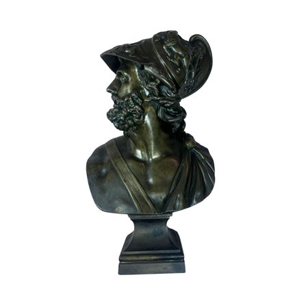 Scultura in bronzo patinato XIX secolo, raffigurante Menelao. Dimensioni:...