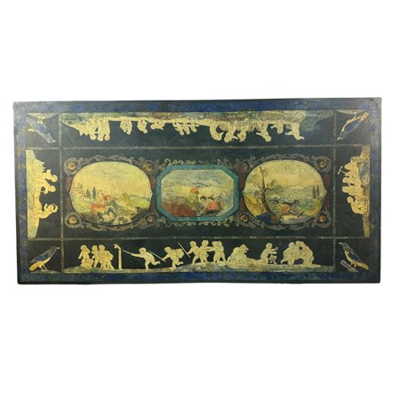 Piano in scagliola intarsiata, periodo inizio XX secolo Dimensioni: 113x57 cm