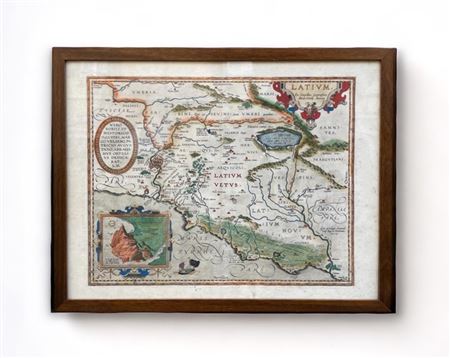 Abraham Ortelius (1527 - 1598) Lativm 1624 acquaforte a colori cm 36 x 45...