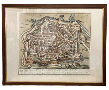 Johannes Blaeu (1596 - 1673) Pianta della città di Pesaro - Pisarum vulgo da...