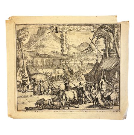 Scena dell'esodo XVIII secolo Incisione su carta vergellata 237 x 285mm...