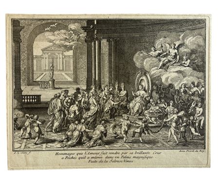 Sébastien Leclerc I (1637 - 1714) Psiche nel Palazzo di Amore 16.. acquaforte...
