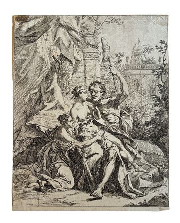Johann Heinrich I Tischbein (1722 - 1789) Ercole e Onfale 1750 ca. acquaforte...