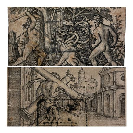Hans Sebald Beham (1500 - 1550) Ercole e Idra; Le colonne d'Ercole 1545...