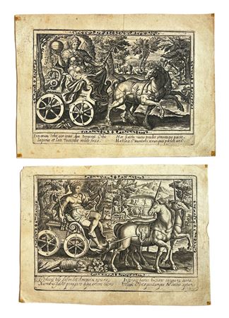 Jean Le Clerc (1587 - 1633) Europa e America acquaforte su carta 135 x 190mm...