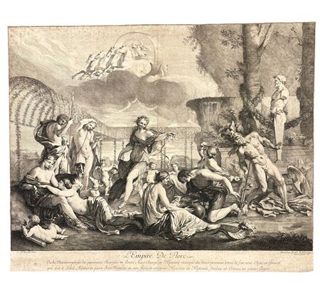 Gérard Audran (1640 - 1703) Il regno di Flora 1677 - 1693 bulino 376 x 506mm...