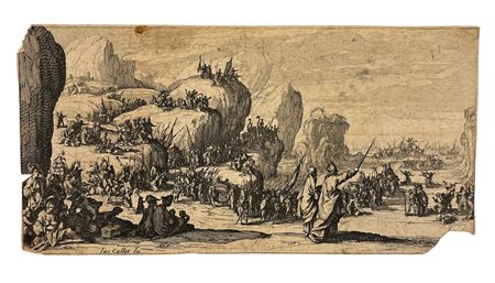 Jacques Callot (1592 - 1635) La traversata del mar rosso 1629 incisione su...