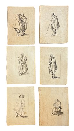 Jacques Callot (1592 - 1635) Serie di 10 incisioni XIX secolo acquaforti su...