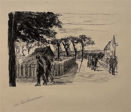 Max Liebermann (1847 - 1935) Paesaggio olandese 1922 xilografia su carta 95 x...