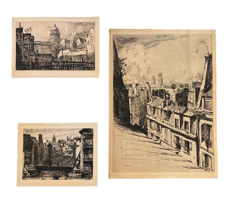 Ernest - Marie Herscher (1870 - ?) Set di 5 incisioni parigine acquaforte su...