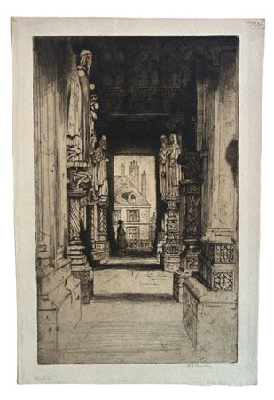 David Young Cameron (1865 - 1945) Chartres 1902 incisione su carta 300 x 185...