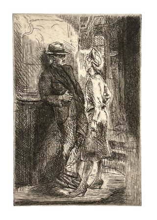 Isabel Bishop (1902 - 1988) Encounter acquaforte su carta 205 x 135 mm...