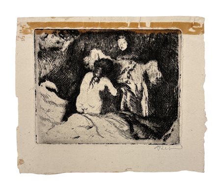 Albert Besnard (1849 - 1934) Le lever 1913 acquaforte su carta di riso 108 x...