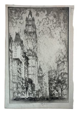 Joseph Pennell (1857 - 1926) The Woolworth Building - New York 1915...