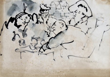 MACCARI MINO (Siena 1898 - Roma 1989) "Figure" Acquerello su carta cm. H:...