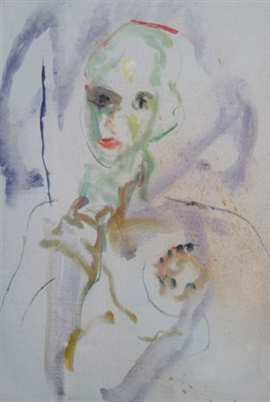 TRECCANI ERNESTO (Milano 1920 - Milano 2009) "Figura" Olio su tela cm. H:...