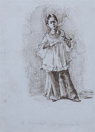 BIANCHI MOSE' (Monza 1840 - Monza 1904) "Il chirichetto spregiudicato" China...