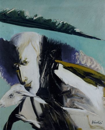 BRINDISI REMO (Roma 1918 - Lido di Spina 1996) "Pastorale" 1966 Olio su tela...