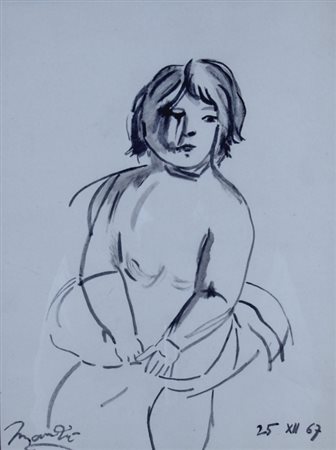 MANZU' GIACOMO (Bergamo 1908 - Ardea 1991) "Giulia" 1967 Inchiostro su carta...