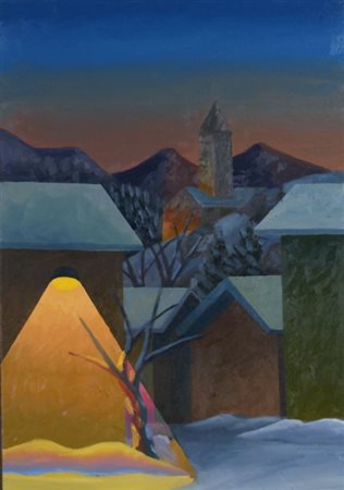 SALVO (Leonforte 1947) "Inverno" Olio su tela cm. H: 50.00 L: 35.00 Titolo e...