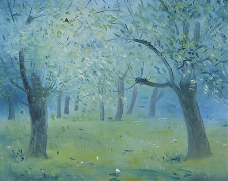 LILLONI UMBERTO (Milano 1898 - Milano 1980) "Boschetto" 1952 Olio su tela cm....