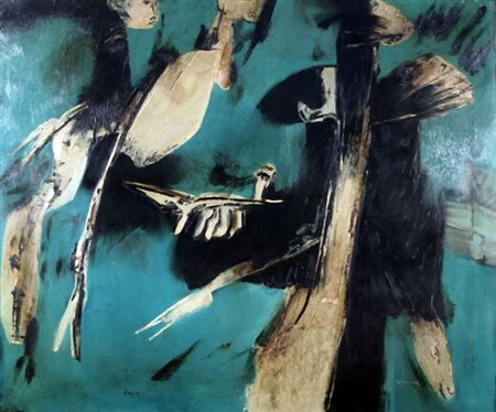 BRINDISI REMO (Roma 1918 - Lido di Spina 1996) "Oppositori" 1956 Olio su tela...