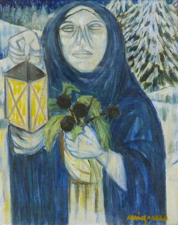 MIGNECO GIUSEPPE (1908 - 1997) - DONNA CON LANTERNA.