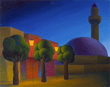 SALVO  (1947 - 2015) - MINARETO E DUE LAMPIONI, 1990.