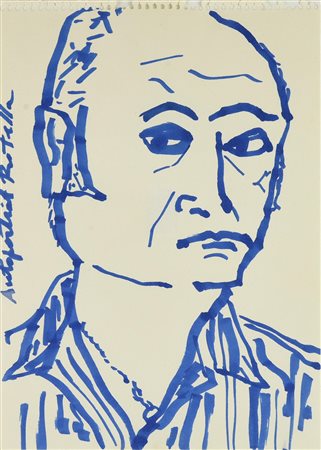 Mimmo Rotella AUTOPORTRAIT ROTELLA, (1986) pennarello su carta, cm 29,7x21...