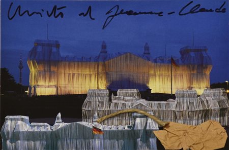 Christo & Jeanne Claude WRAPPED REICHSTAG, BERLIN collage e corda su...