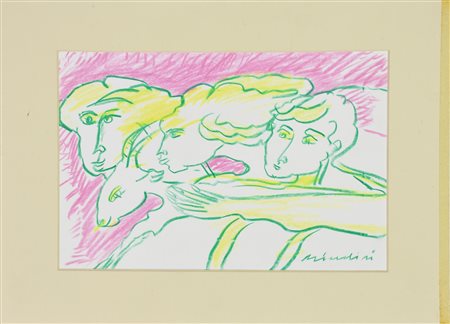 Remo Brindisi PASTORALE pastello su carta, cm 24,4x28,7 firma L'opera e'...