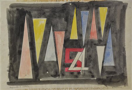 Antonio Bertone 54, 1986 acquarello e matita su carta, cm 37x50 firma, titolo...