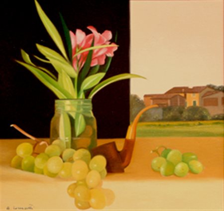 LORENZETTI Adolfo (Lucca, 1952) Composizione con paesaggio olio su tela cm....
