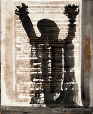 GRIBAUDO Ezio (Torino, 1929) Senza titolo tecnica mista su carta cm. 19 x 14...