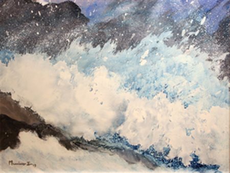 MACALUSO Elisa (Mantova, 1943) Infrangersi d'onde, 2013 olio e tecnica mista...