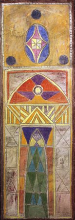 MOSTI Piero (Massa 1941) Cattedrale affresco su tavola cm. 90 x 30 Firma,...