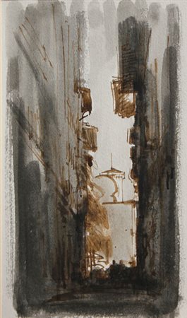 ANNIGONI Pietro (Milano 1910 - Firenze 1988) Strada di città, 1964 acquarello...