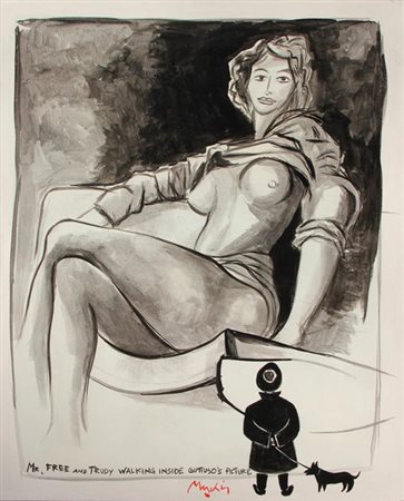 MESCHIS Renzo (Palermo, 1945) Mr. Free and Trudy walking inside Guttuso's...