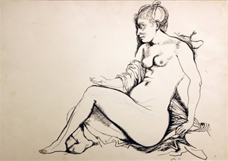 GUTTUSO Renato (Bagheria 1912 - Roma 1987) Nudo, 1973 china e acrilico su...